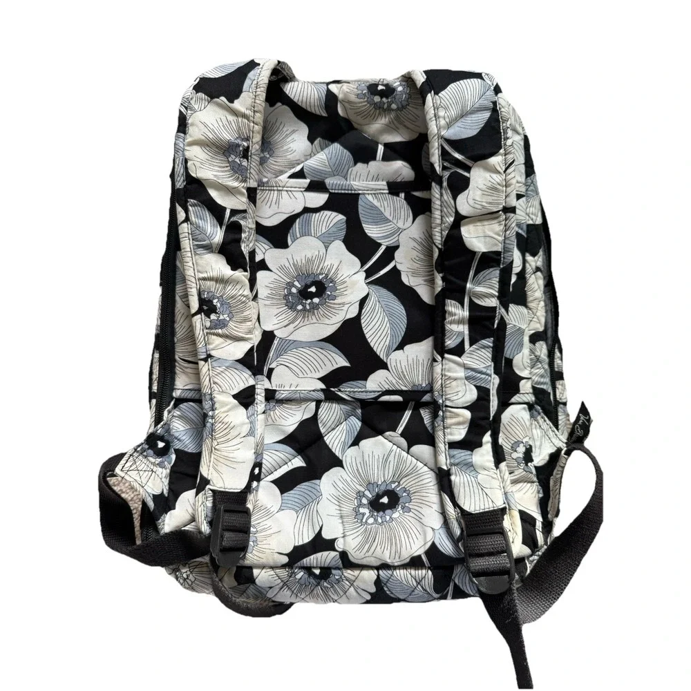 Vera Bradley Black & Cream Floral Laptop Bag Backpack
